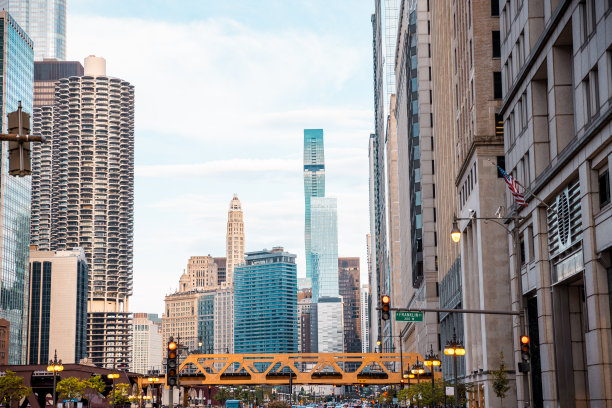 芝加哥城市摩天大楼-商业中心-美国-股票照片图片下载