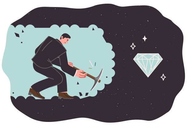 商人为了获得成功，不惜挖土获取昂贵的钻石图片下载