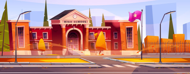 秋天市的高中大楼图片下载