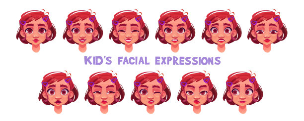 女童面部表情设定卡通图片下载