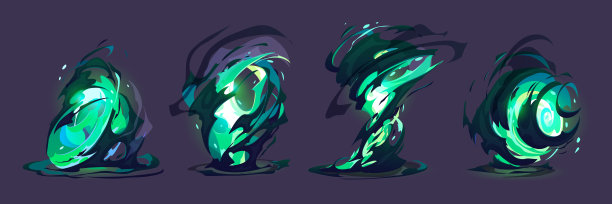 绿色的vfx龙卷风能量与火焰的游戏图片下载