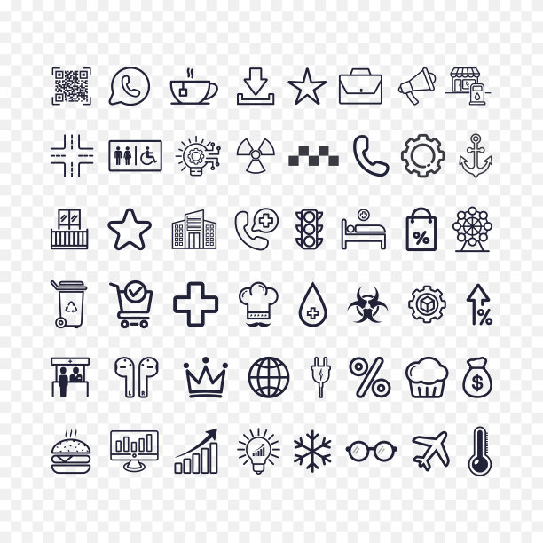图标符号集合设计。矢量插图。图片下载