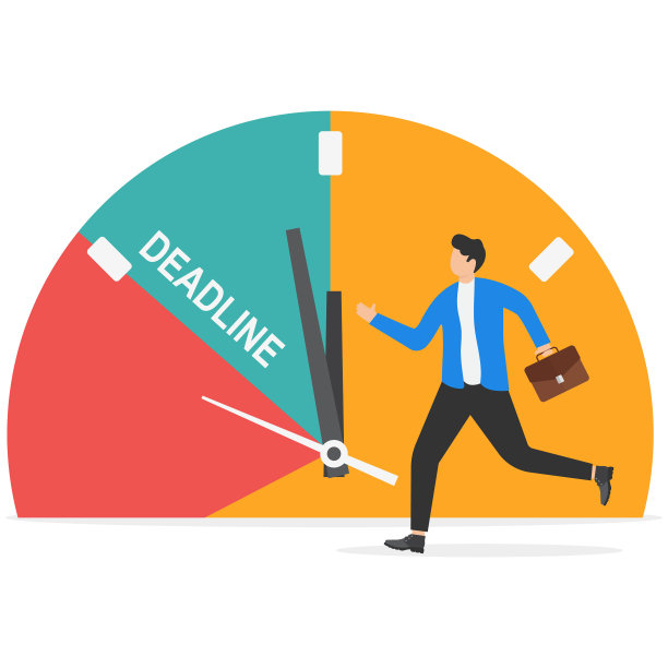 商人们赶着去办公室完成工作，以免为时过晚。定时器的概念。矢量插图。图片下载