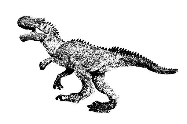 黑色恐龙剪影孤立在白色背景，模型的巨兽龙玩具图片下载