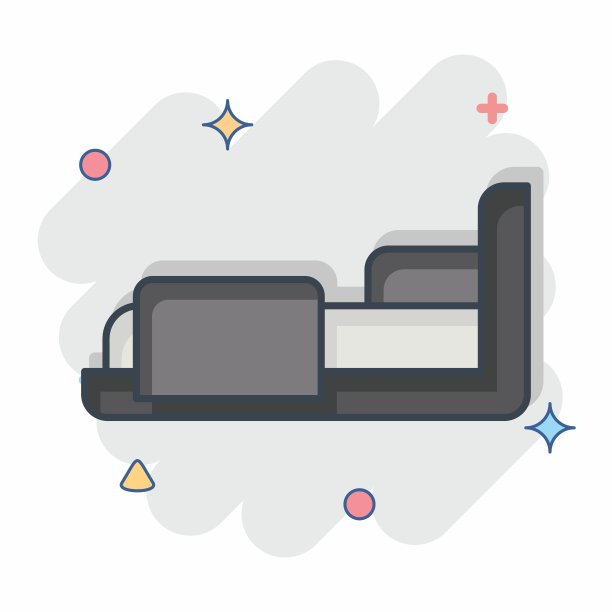 图标的卧室。与酒店服务相关的标志。漫画风格。简单的设计说明图片下载