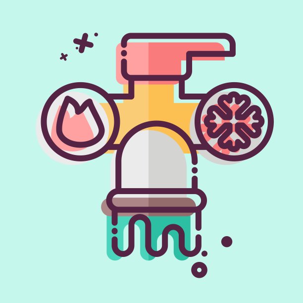 图标热水和冷水。与酒店服务相关的标志。MBE风格。简单的设计说明图片下载