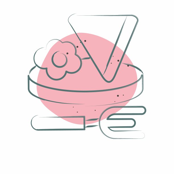 图标的早餐。与酒店服务相关的标志。色斑样式。简单的设计说明图片下载