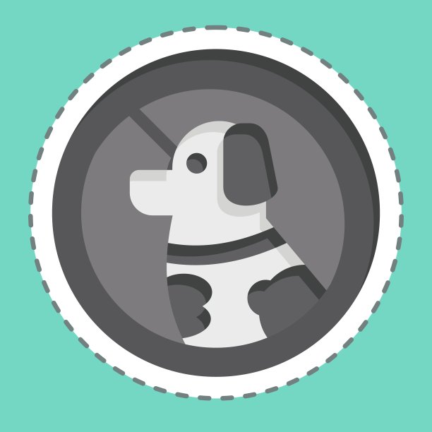 贴纸线剪宠物标志。与酒店服务相关的标志。简单的设计说明图片下载