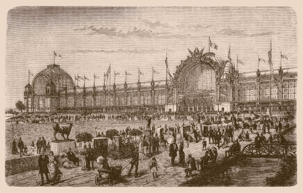 展览宫的正门。1878年巴黎世界博览会。图片下载