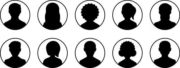 头像图标集-配置文件图标。男性和女性头像设置。男女肖像。未知或匿名的人。字符集合。矢量插图。图片下载