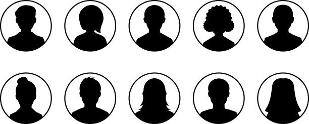 头像图标集-配置文件图标。男性和女性头像设置。男女肖像。未知或匿名的人。字符集合。矢量插图。图片下载