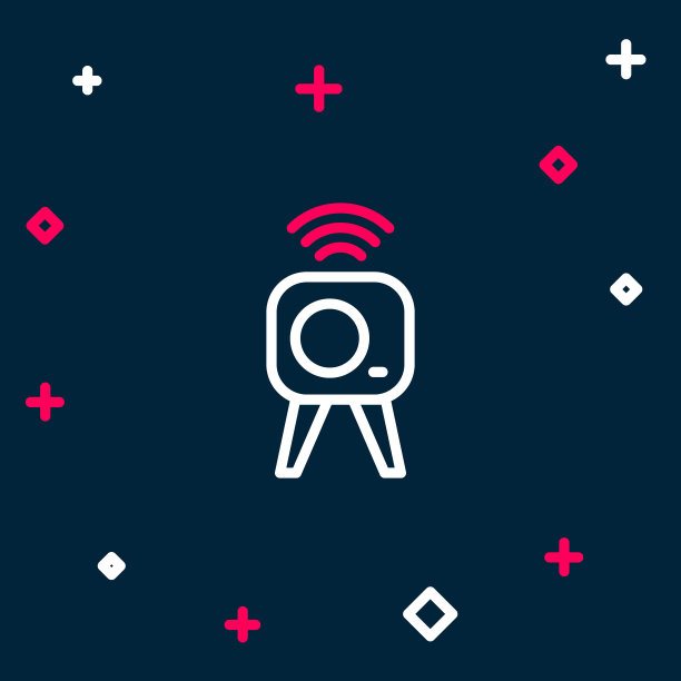 线网络相机图标孤立的蓝色背景。摄像头聊天。摄像头图标。色彩缤纷的轮廓概念。向量图片下载