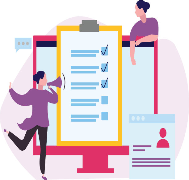 一个女孩正在监视器上宣布名单。图片下载