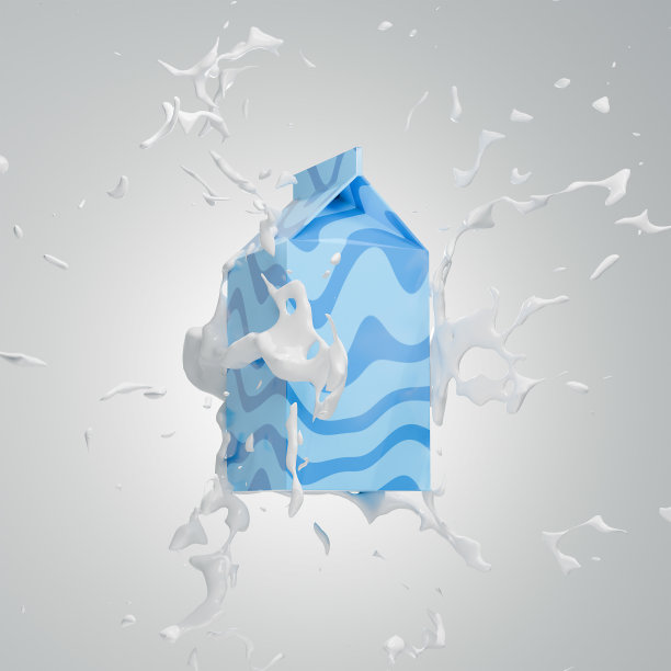 牛奶飞溅和包装。3 d渲染。图片下载