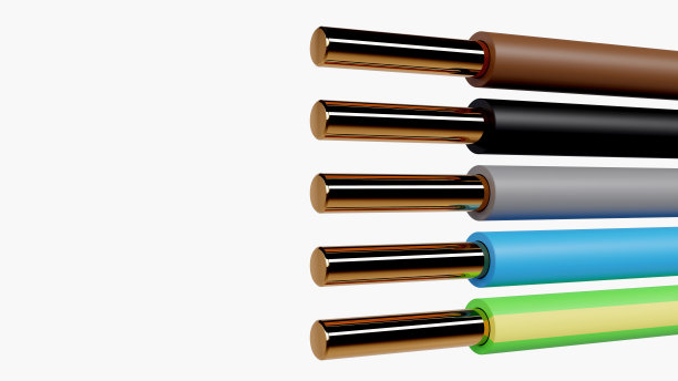 白底三相系统电线标准色码的3D渲染图片下载