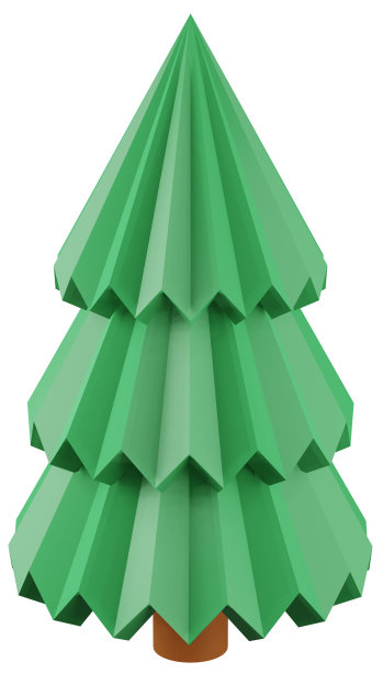 一棵绿色的圣诞树和新年的3D插图图片下载