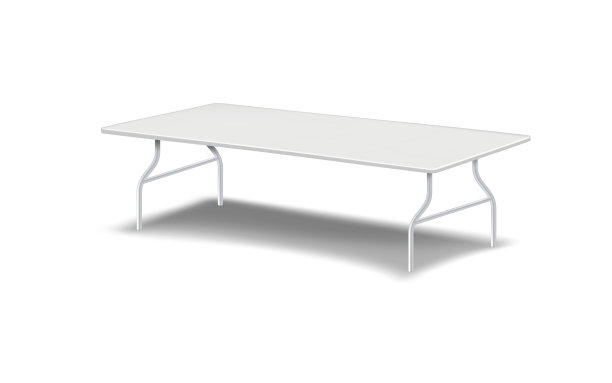 大桌子与白色空白桌面和金属腿现实向量模型。设计的模型模板图片下载