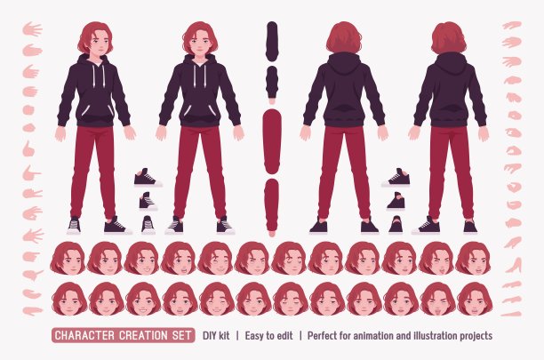 年轻人，帅哥连帽衫装DIY人物创作集图片下载