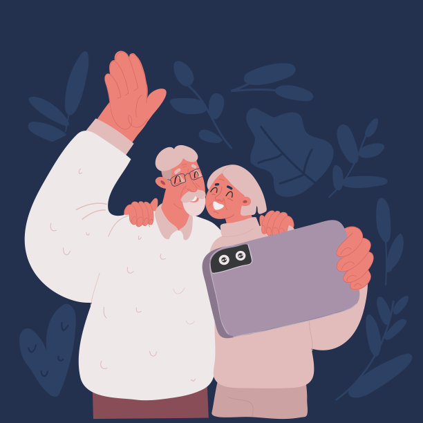 卡通矢量插图的祖父母。拍照图片下载