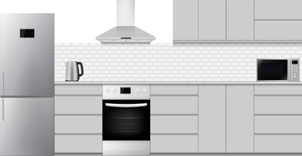 简约设计的现代厨房内饰。矢量插图。图片下载