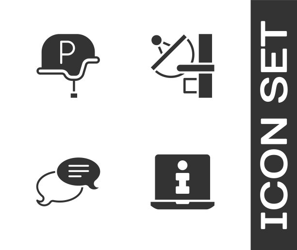 设置信息，战争记者，语音气泡聊天和雷达图标。向量图片下载
