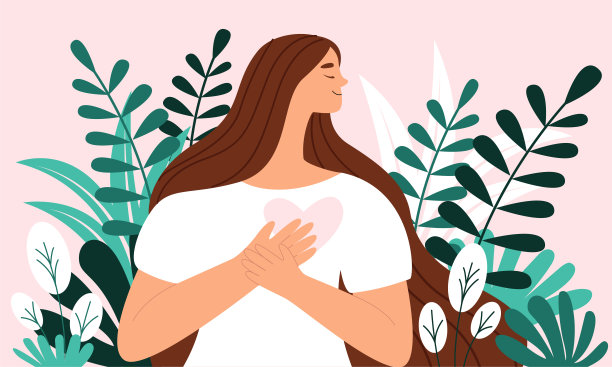 手捧爱心的女人矢量插画图片下载