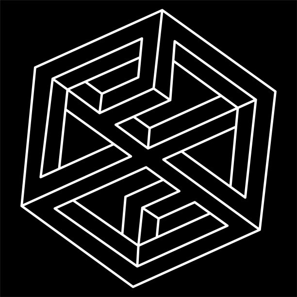 不可能的多维数据集。行设计。不可能的形状。视错觉对象。光的艺术。图片下载