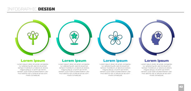 设置开花树枝，位置与花，花和人头里面。业务信息图表模板。向量图片下载