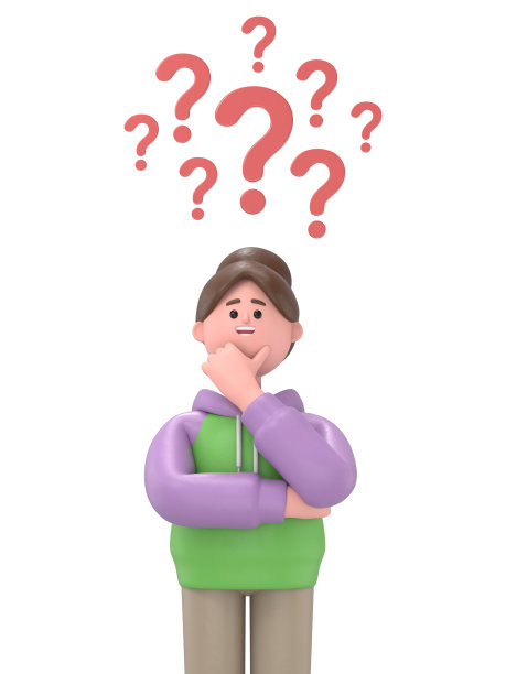 用箭头和问号做决定。动画风格的3D插图。亚洲女孩Renae的3D插图。图片下载