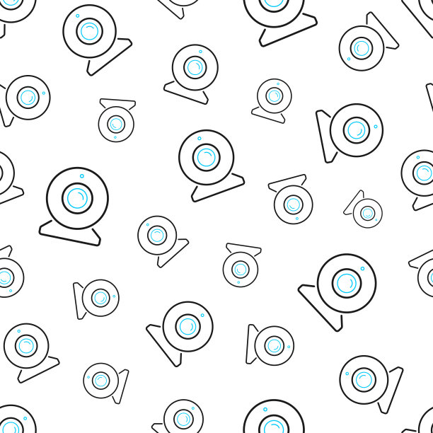 摄像头。无缝模式。白色背景上的线条图标图片下载