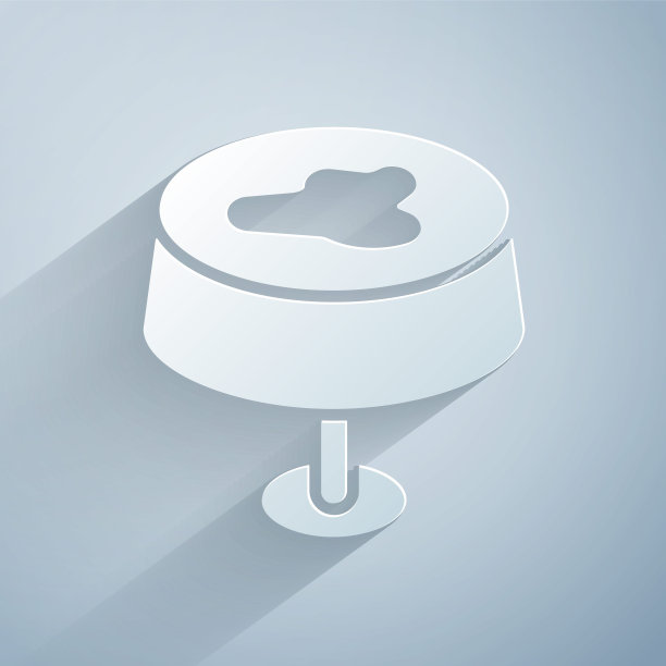 剪纸污渍桌布图标隔离在灰色背景。纸艺风格。向量图片下载