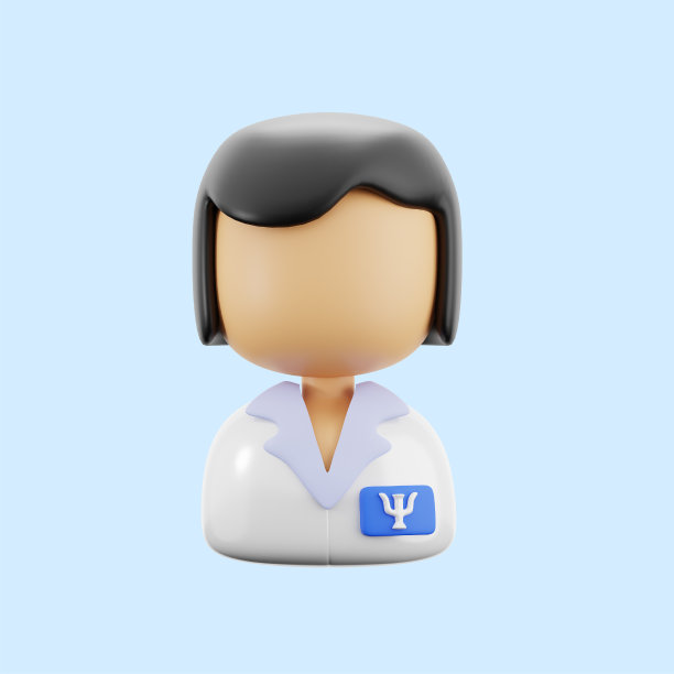 女专业心理咨询师心理健康治疗工作3d图标插画渲染设计图片下载