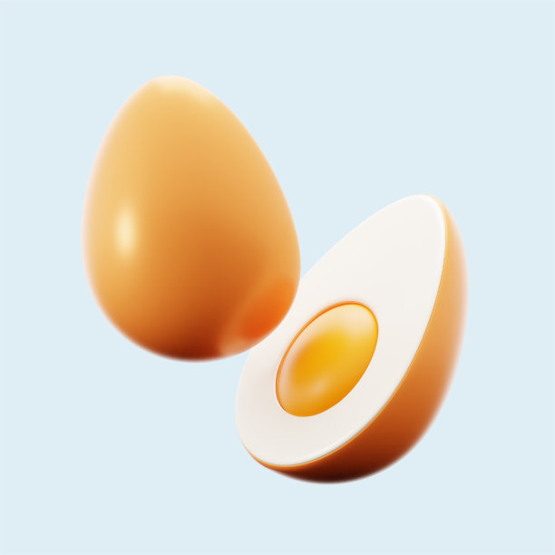鸡蛋健康有机蛋白3d图标插画渲染设计图片下载