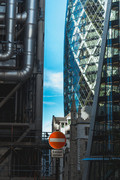 伦敦金融区的停车标志图片下载