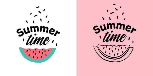 夏天的时间。夏天刻字。夏天的氛围。卡片、海报、t恤上的铭文。图片下载