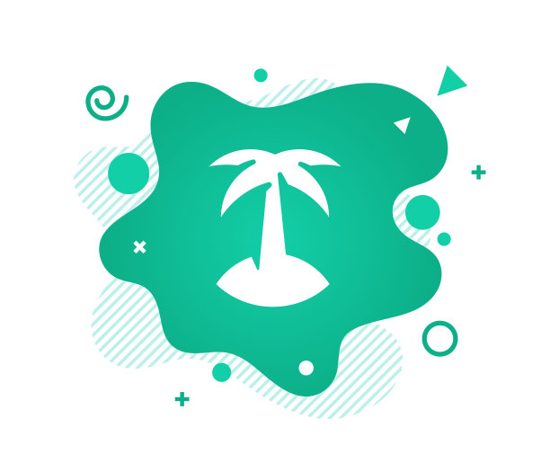 公告设计与岛屿图标和抽象背景图片下载