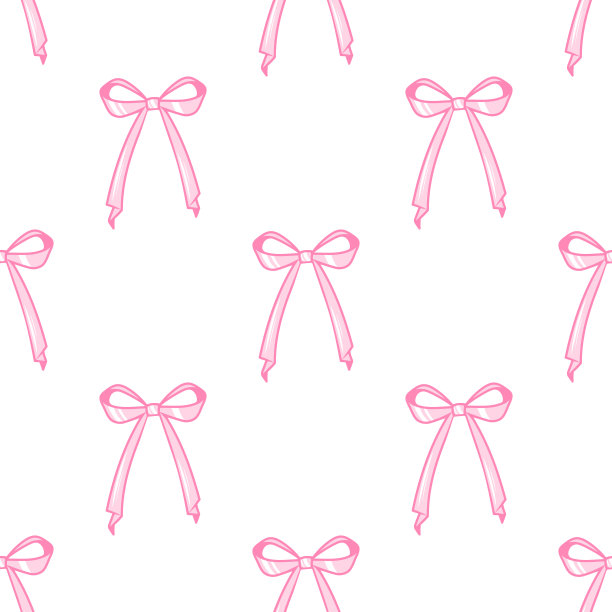 可爱的风骚图案无缝粉色缎带蝴蝶结。可爱的女性浪漫背景的纺织品，织物，壁纸，包装。图片下载