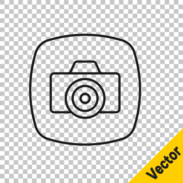 黑线照片相机图标隔离在透明的背景。与相机。数码摄影。向量图片下载