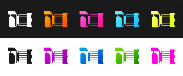 设置照片相机图标隔离在黑白背景。与相机。数码摄影。向量图片下载