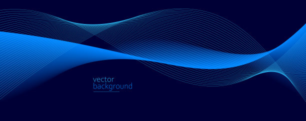 流畅的深蓝色曲线造型配合柔和的渐变矢量抽象背景，轻松宁静的艺术，可以说明健康医疗或音乐的声音。图片下载