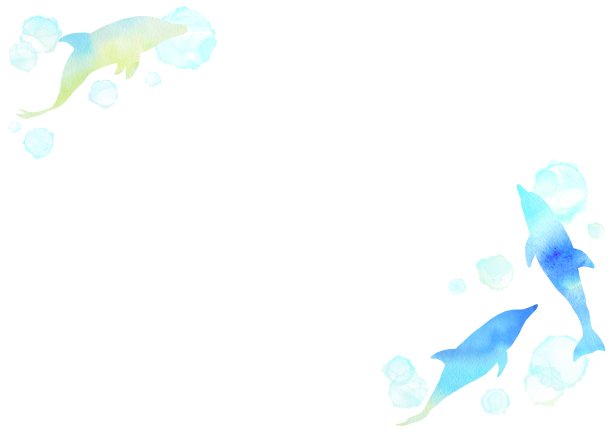 一个清爽的水彩框架的海豚完美的夏天。图片下载