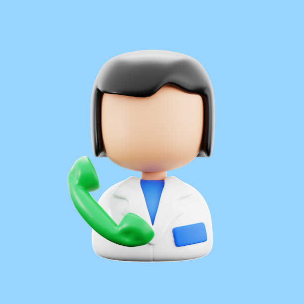 女医生电话问诊治疗医院三维图标插画渲染设计图片下载