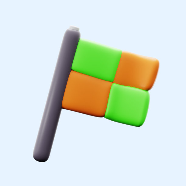 足球运动比赛裁判手旗三维图标插图渲染设计图片下载