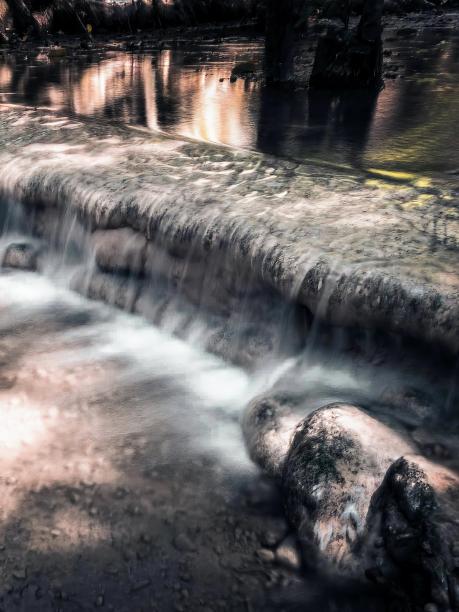 森林里小溪流过岩石的照片。图片下载