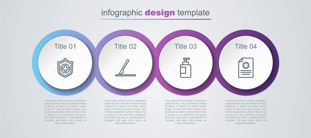 配备手头人寿保险，外科手术刀，洗手液瓶和临床记录。业务信息图表模板。向量图片下载
