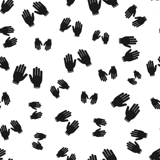 橡胶防护手套。无缝模式。白色背景的图标图片下载