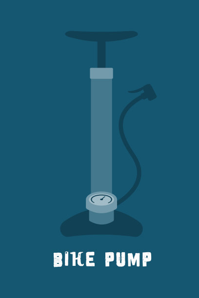 自行车泵矢量插图，脚泵自行车。图片下载