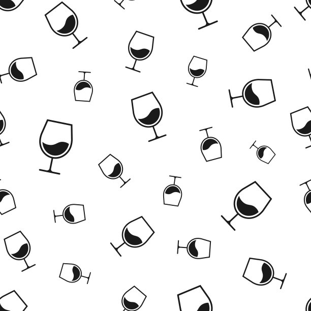 酒杯。无缝模式。白色背景的图标图片下载