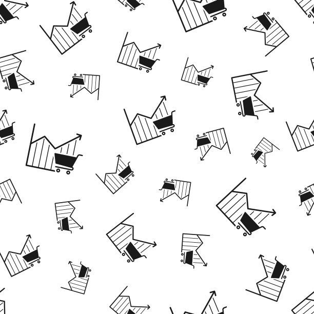 购物车增长图。无缝模式。白色背景的图标图片下载