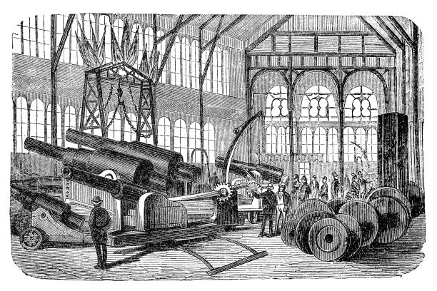 来自1873年维也纳展览公园。展馆克虏伯枪展览。图片下载